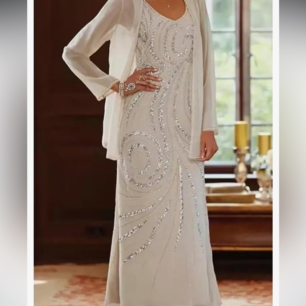 NWT Elegant Blue Maxi Dress with Jacket mother of the bride or mother of groom - Picture 2 of 12